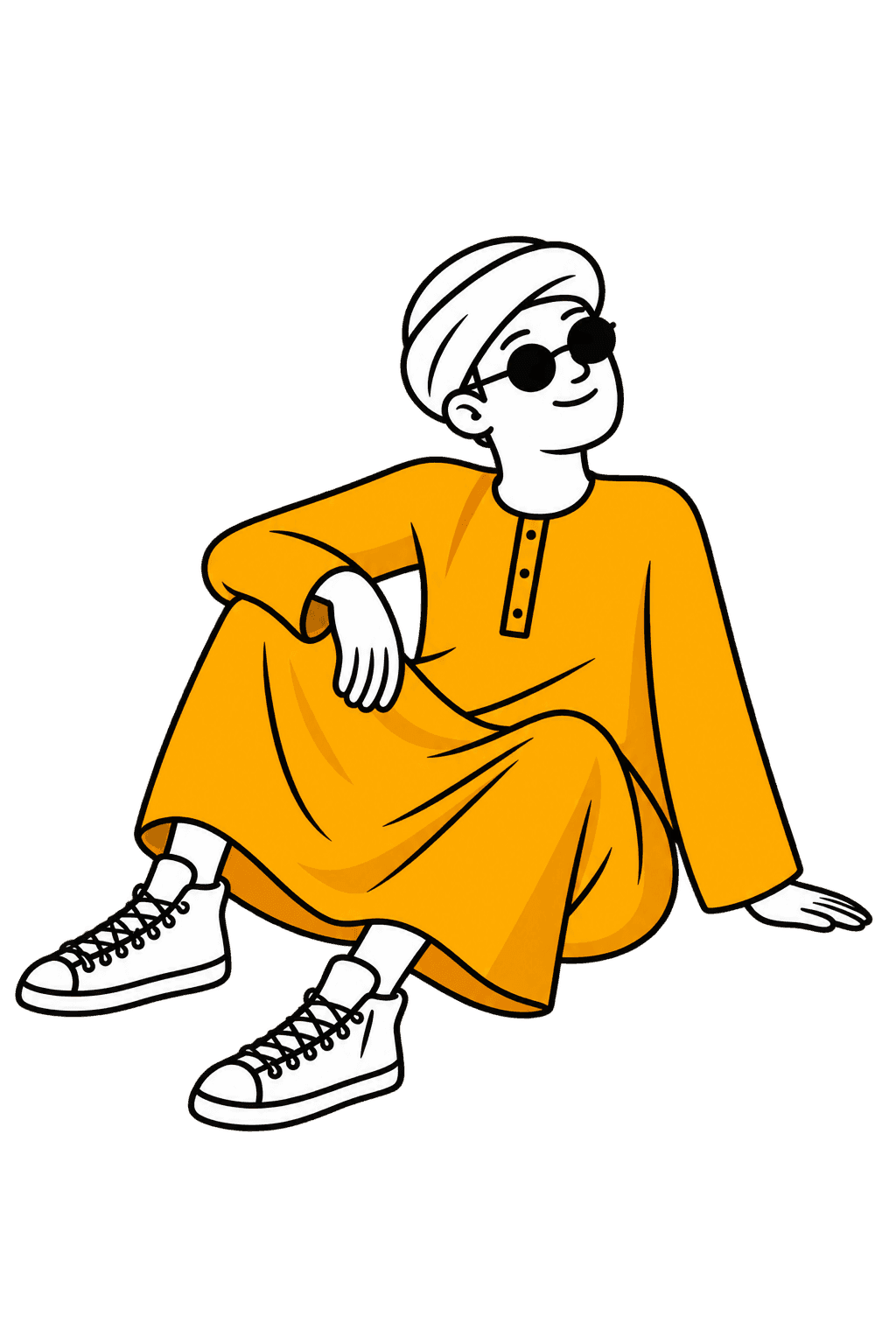 Fakahany Egyptian mascot character sitting with fresh frozen fruit snacks